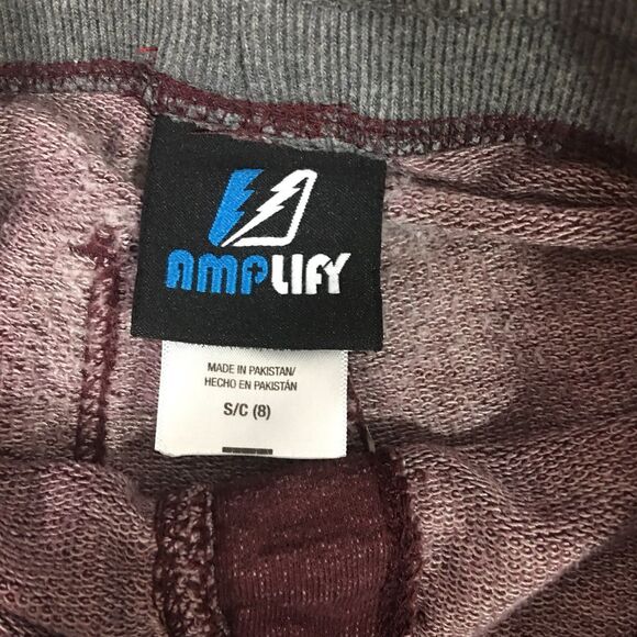 Amplify Boys Jogger Pants Maroon Stretch Waist Size Small 8 Preowned - Picture 5 of 8